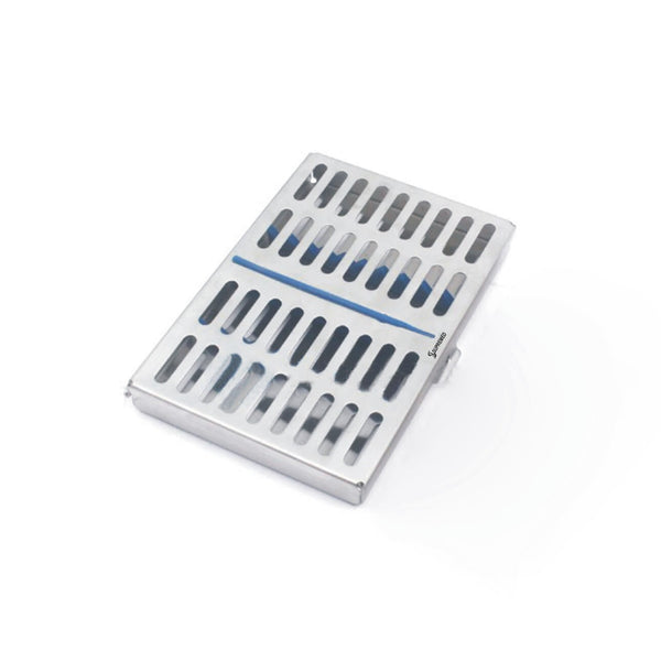 STERILIZATION CASSETTES FOR 20 INSTRUMENTS HINGED BUTTON BLUE